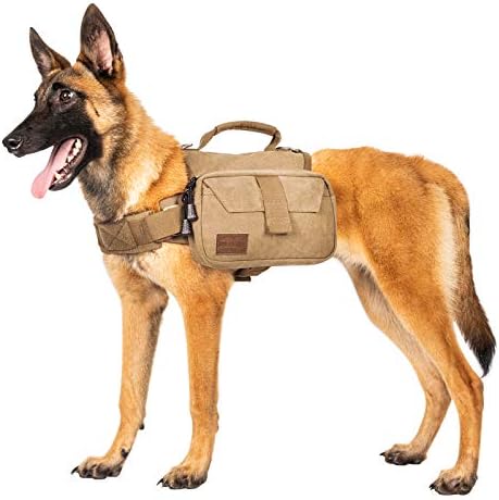 OneTigris Dog Pack Hound Travel Camping Hiking Backpack Saddle Bag Rucksack for Medium & Large Dog (Brown, Medium)