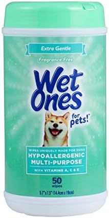 Wet Ones for Pets Multi-Purpose Dog Wipes With Vitamins A, C & E | Fragrance-Free Dog Wipes, Pet Wipes Multipurpose | Dog Grooming Wipes, 50 Count Canister