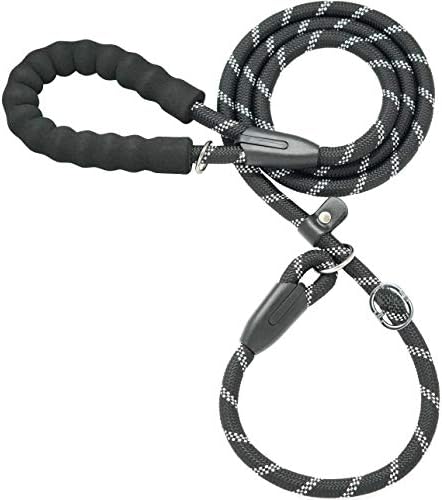 iYoShop 6 FT Durable Slip Lead Dog Leash with Padded Handle and Highly Reflective Threads, Dog Training Leash, (Medium/Large, 35~120 lbs, Black)