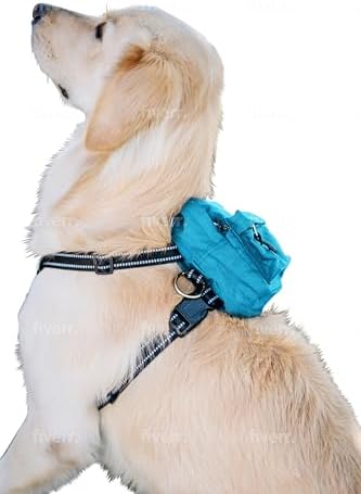 Balbari Dog Backpack Harness – No Pull Dog Harness with Dog Leash, Dog Backpack – Breathable Mesh Clip-on Buckles Tactical Dog Harness Prevents Choking (Sky Blue, Extra Large)