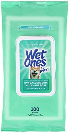 Wet Ones for Pets Hypoallergenic Multi-Purpose Dog Wipes with Vitamins A, C & E | No Fragrance Hypoallergenic Dog Wipes for All Dogs Wipes Multipurpose | 100 Count Pouch Dog Wipes