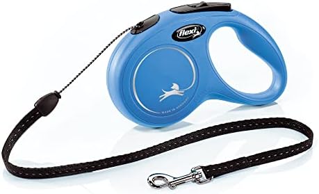 FLEXI® New Classic Retractable Dog Leash (Cord), Ergonomic, Durable and Tangle Free Pet Walking Leash for Dogs Up to 26 lbs, 16 ft, Small, Blue