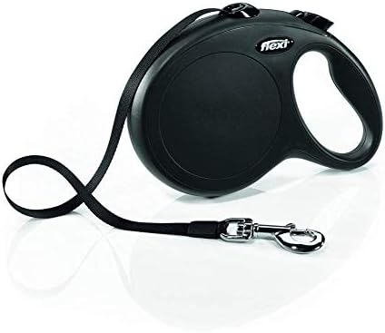 FLEXI New Classic Retractable Dog Leash (Tape) 26 feet, Large, Black