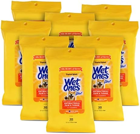 Wet Ones for Pets Paw & Tushie Dog Wipes With Chamomile, 30 ct - 8 Pack | Dog Wipes For All Dogs in Tropical Splash Scent | Dog Grooming Wipes, Dog Bathing Supplies, Pet Wipes for Paw and Butt