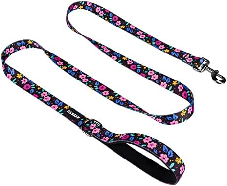 KISSBAK Dog Leash for Medium Dogs - Comfortable Padded Handles,Premium Floral Sunflower Dog Training Leash,Walking Lead for Dogs (Floral, Medium (3/4Inch x 5 Feet))