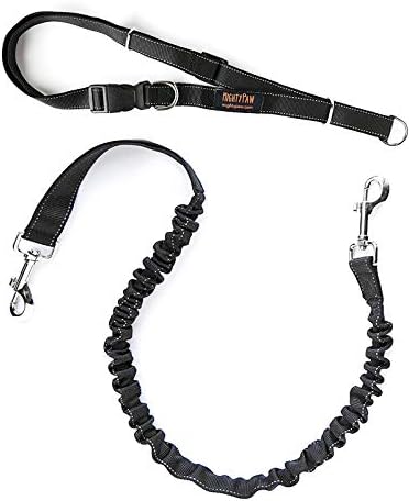 Mighty Paw Hands Free Dog Leash - Adjustable Hip Belt - Reflective Bungee System - Ideal for Training - Walking - Jogging - Hiking - Running - Running Leash Hands Free - Belt Leash - (Black, 36 inch)
