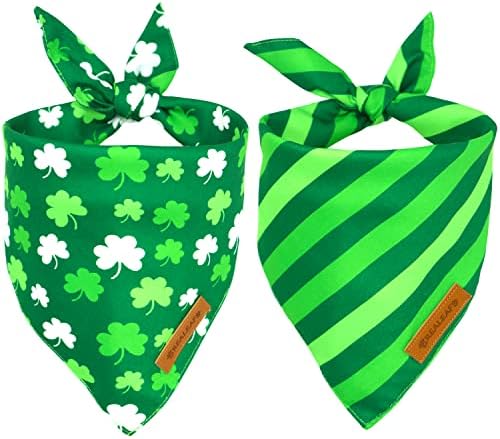 Realeaf St. Patrick's Day Dog Bandanas 2 Pack, Triangle Reversible Pet Scarf for Boys and Girls, Premium Durable Fabric, Holiday Bandana for Small and Medium Dogs (Small)