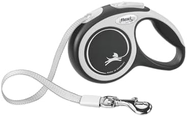 FLEXI New Comfort Retractable Dog Leash (Tape), for Dogs Up to 110lbs, 26 ft, Large, Grey/Black