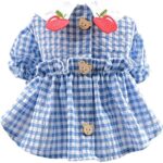 BAEJMJK Dog Plaid Dress for Small Dogs Cat Girl Spring Summer Cute Puppy Princess Dress Pet Clothes （Blue, X-Small）